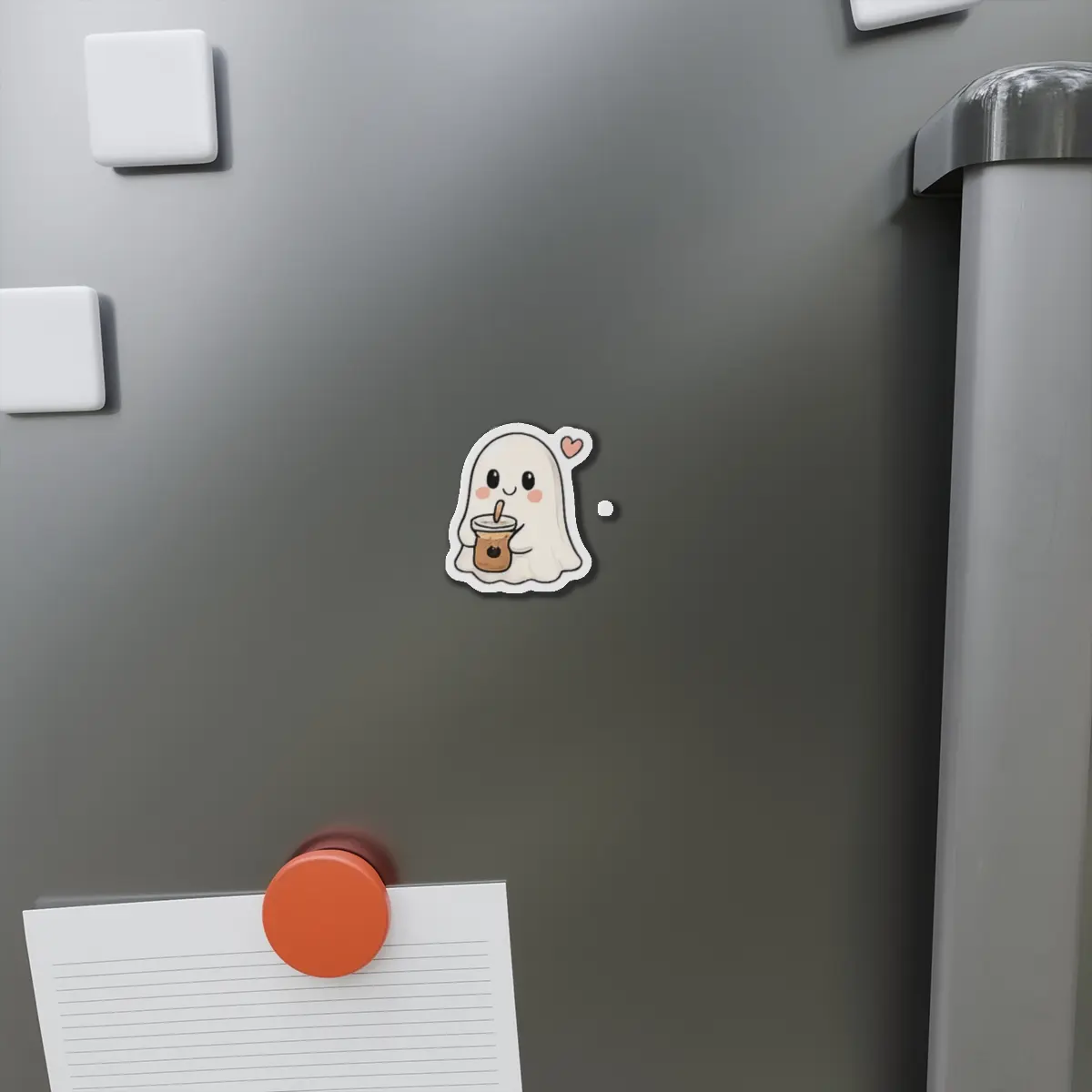 Iced Coffee Ghost Magnet | Cute Ghost Holding Coffee | Spooky Cute Die-Cut Vinyl Magnet