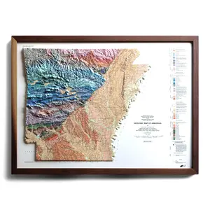 Arkansas 1993 3D Raised Relief Map – Decorative Topographic Wall Art for Home, Office, or Classroom | Geological Features Map Print & Room Decor