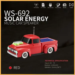WSTER WS-692 Big Truck Solar Bluetooth Speaker, personalized design, Bluetooth 5.4, ABS material, 1200 mAh, TF/USB/FM radio and other playback modes, TWS interconnection, outdoor camping, party essential, birthday gift TikTokShopBlackFriday