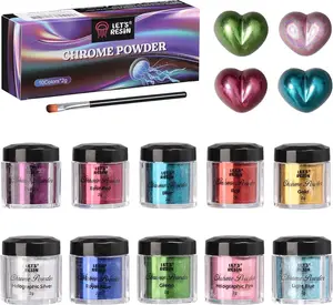 LET'S RESIN Chrome Powder,10-Color Metallic Mirror Effect Chrome Powder for Nails, Epoxy Resin, Candle Making, Soap Making, Slime, Tumblers & DIY Crafts LET'S RESIN Chrome Powder,10-Color Metallic Mirror Effect Chrome Powder for Nails, Epoxy Resin, Candle Making, Soap Making, Slime, Tumblers & DIY Crafts