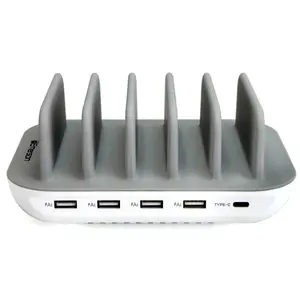 Emerson 5 Port Multi Device USB Charging Station Hub with Charging Cables
