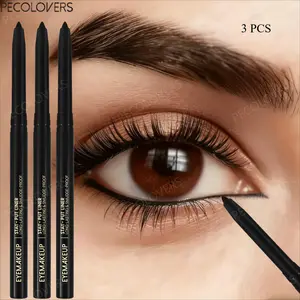 3Pcs Creamy Gel Eyeliner, Eyeliner Pencil Alternative, Soft Coloring Eye Definer, Precise Outline Eye Styling Pen, Beginner Friendly Eye Makeup Tool For Daily Commute And Dating Scenes, Black And Dark Brown, Eye Beauty Cosmetic