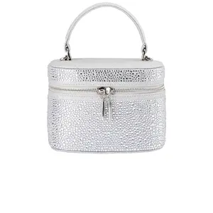 olga berg Beckie Zip Top Crystal Bag in Silver