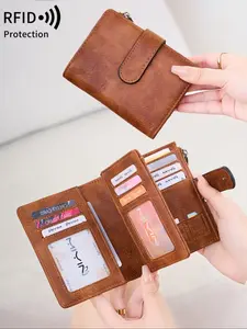 Women's Vintage Multi Card Slot Wallet, New StyleRfid Anti-theft Retro Multi-functional Short Wallet,Portable Wallet, Women's Credit Card Holder，Christmas Gift, Valentine's Day Gift, Ideal Gift