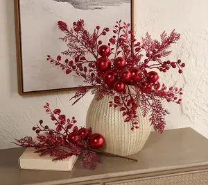 Set of 4 Glitter Leaf and Ornament Picks by Valerie