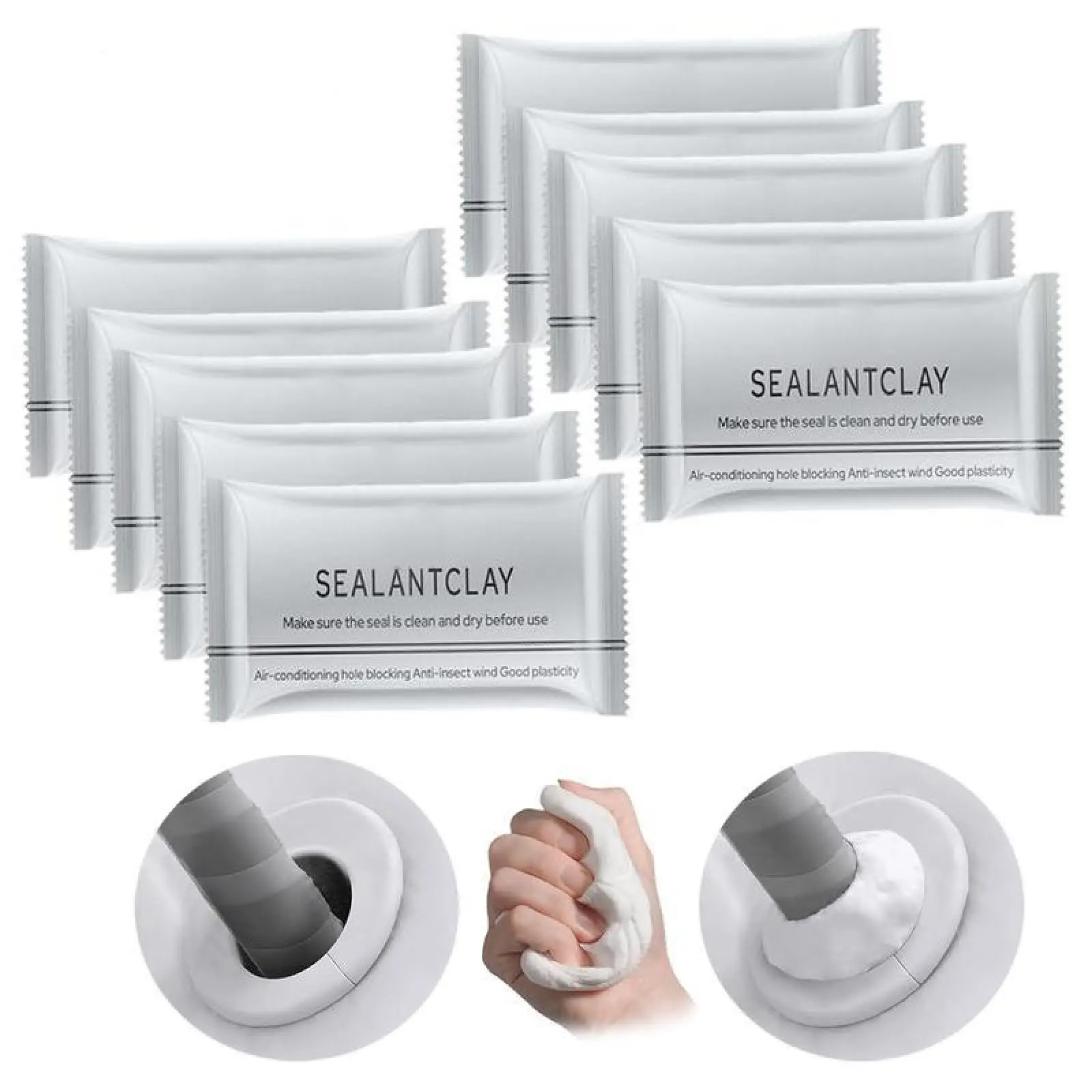 10Count Waterproof Sealant Putty,Quick Mending Mud,Repair Wall Holes,for Drain Connection,Wall Hole,Air Conditioning Hole Waterproof Seal Putty,Waterproof sealant set,Quick Drying Repair Putty