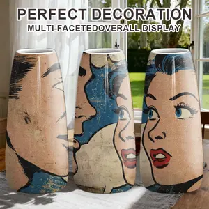 1PC Hand-Painted Ceramic Vase, Boho Style Home Decor, Elegant Gift for Living Room, Office, Christmas, Modern Minimalist Art Piece
