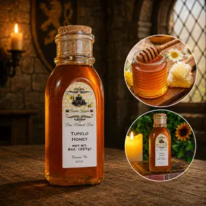 The Armored Kingdom 8oz Ambient Tupelo Honey Bottle - Antioxidant-Rich, Organic, Raw Unfiltered, Premium Natural, Small-Batch, Golden Southern Rarity with Floral Sweet Flavor, tiktokshopspringglowup, Raw Unfiltered Honey, Premium Natural Honey