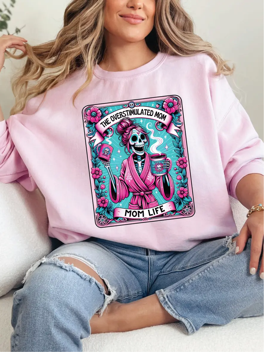The Overstimulated Mom Tarot ~ Unisex Crewneck Sweatshirts Printed in the USA