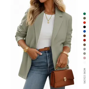 Imily Bela Womens Casual Knit Blazer Long Sleeve Open Front Blazers Stretchy Work Office Suit Jackets with Pockets