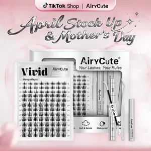 Manga Anime Lashes, Makeup Cosmetic False Eyelashes - AiryCute, Stunning Everyday Manga-Inspired, Voluminous Fashion Wet Look, Feather-Light Waterproof Long-Lasting, Salon-Quality Beginner-Friendly DIY, Comfortable