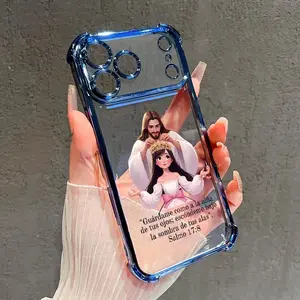 Divine Crown Blessing Electroplated Motivational Smartphone Case, 4-Corner Shockproof Anti-Fall Protection Cover, Customized Girly Handheld Accessory for iPhone 17 Pro Max/16/15/14/13/12/11 Plus