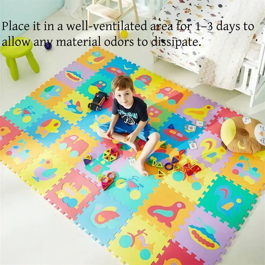 10pcs Baby Room Carpet, 30x30cm Colorful Interlocking Foam Mat with Numbers & Letters, Non-Slip Crawling Playmat for Living Room/Bedroom Early Education, Suitable for Baby Learning & Play, Pool Mat