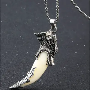 Wolf Tooth Pendant Necklace for Men – Trendy Alloy Jewelry