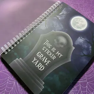 Sticker Graveyard Sticker Notebook (Reusable, Stickers, Notebook, Binder, Spiral, Spooky, Creepy Cute, Office Supplies, Accessories, Home)