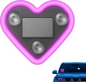 Car LED Ambient Light - Solar-Powered Heart-Shaped LED Neon Light, IP65 Waterproof, Switchable Modes, Romantic Car, Outdoor Decor, for Couples (Pink 1pcs)
