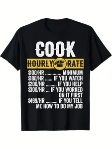 Funny Chef Hourly Rate T Shirt Black with Bold Yellow PAY ME Graphic Humorous Tee for Chefs Culinary Professionals & Home Cooks Comfortable Short Sleeve Shirt Funny Food Gift for AdultsAthletic Fit Casual Tee for Men Breathable Sport Top Comfortable