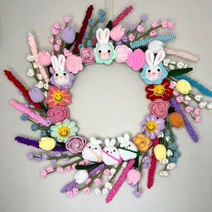 Wreath for front door or home decor/ crochet wreath/ Amigurumi/ Beautiful crochet flowers/ home improvement/ Knitting Hanging Ornaments Hangable Decoration Frame
