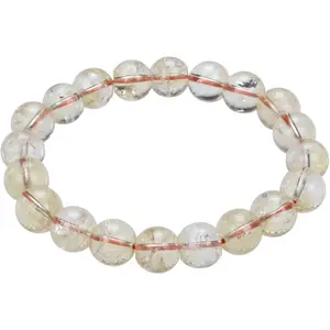 MINDDHA 10mm Citrine Gemstone Bracelet Natural Genuine Semi-Precious Beads Elastic Stretch 7.5 Inch Unisex Healing Power Crystal Beads with Gift Box