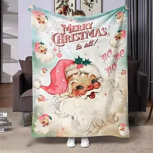 Santa Claus Pattern Blanket, Soft Throw Blanket, Air-Conditioned Room Blanket, Warm Nap Blanket For Home Office Travel Camping