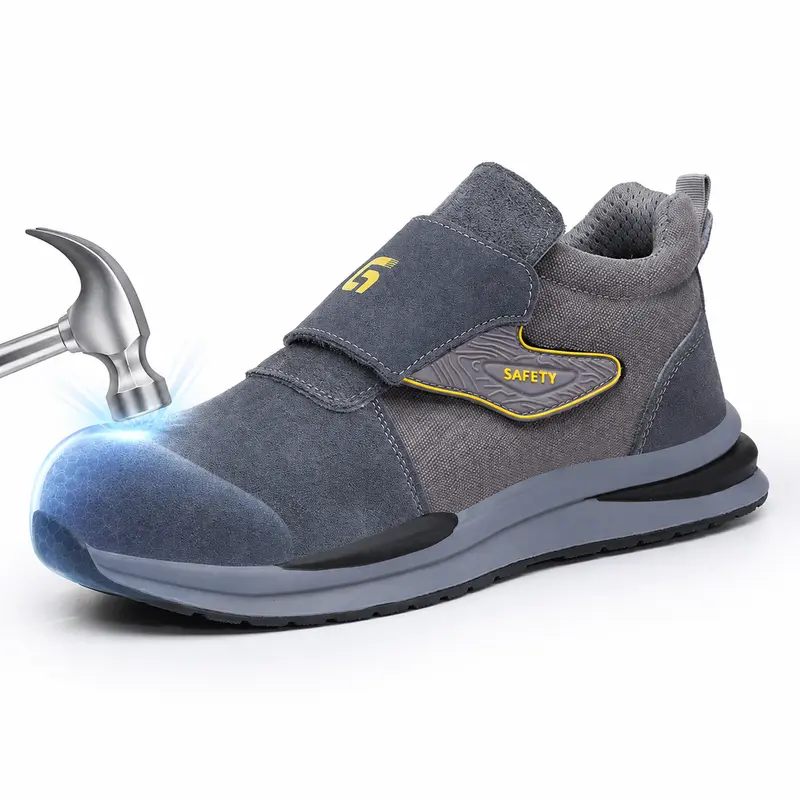 GUYISA Steel Toe Welding Work Boots, puncture-resistant mid-top safety shoes for professional welders and fabricators, gray