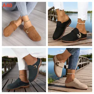 A40- women's comfortable and breathable sandals - with laces and buckle fastening. Thick-soled casual slippers. Suitable for daily outdoor activities and walking.