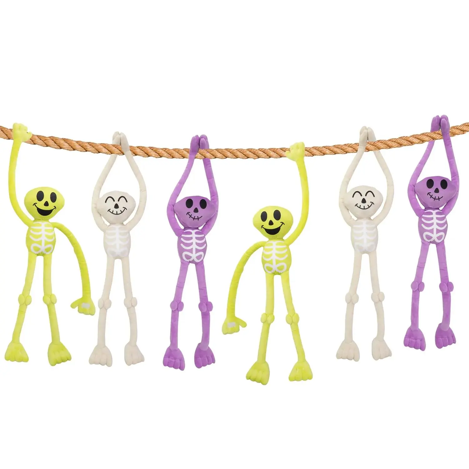 Jumbo Halloween Frightfully Fun Long-Arm Stuffed Skeletons – 6 pcs