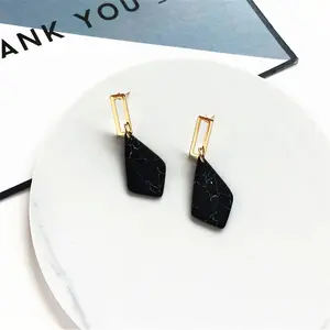 Fashion geometric rectangular polygon Earrings natural stone earrings delicate earrings geometric retro earrings wholesale