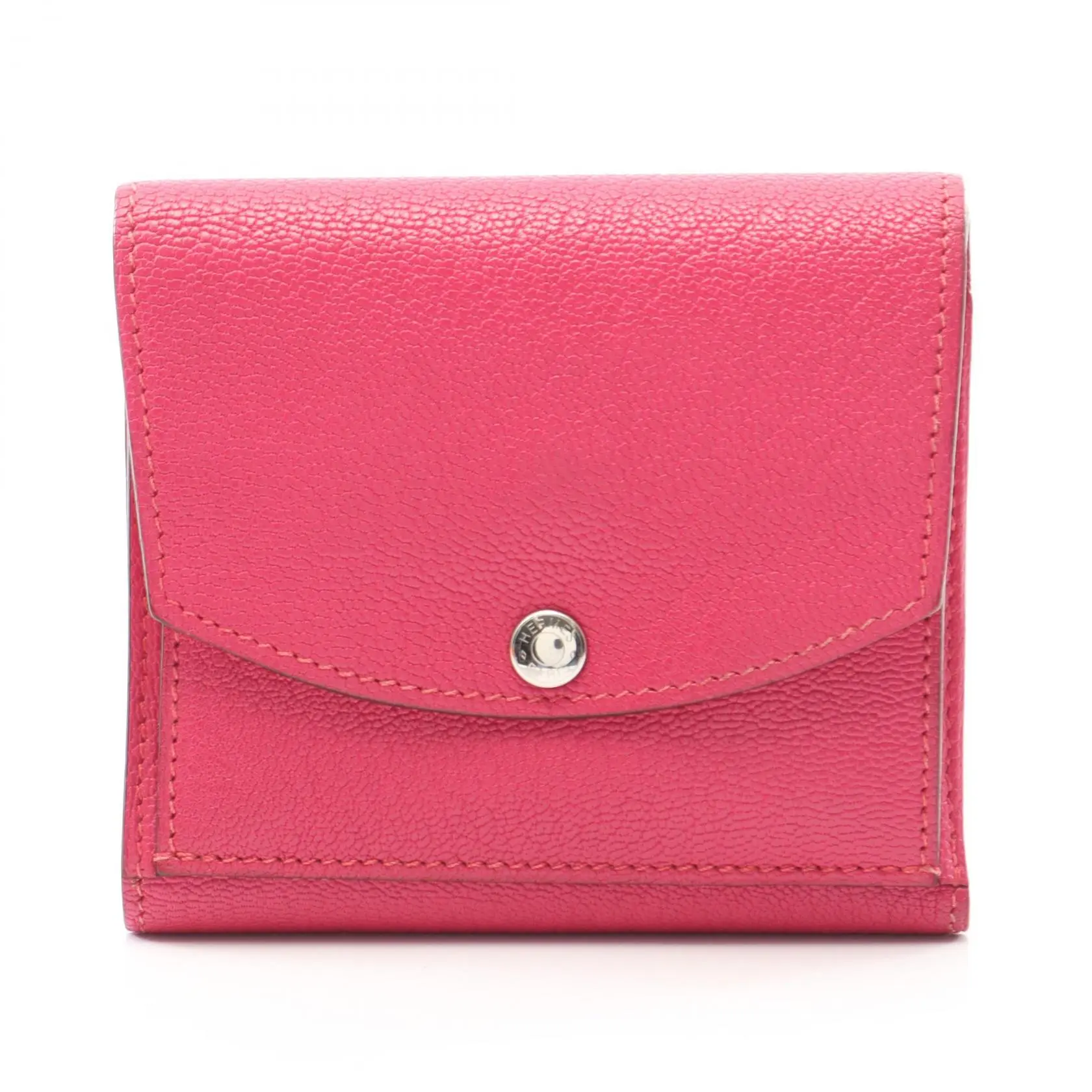 Pre-owned HERMÈS Others Small Leather Goods Hermes Tille Rose Shocking Chevre Trifold Wallet