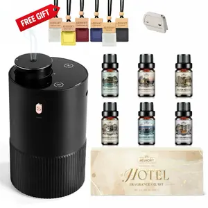 AESHORY Waterless Essential Oil Diffuser Starter Kit with Hotel Fragrance Oil Battery Operated Mini Scent Diffuser, Portable Aromatherapy Diffuser for Home, Car, Office (Black)