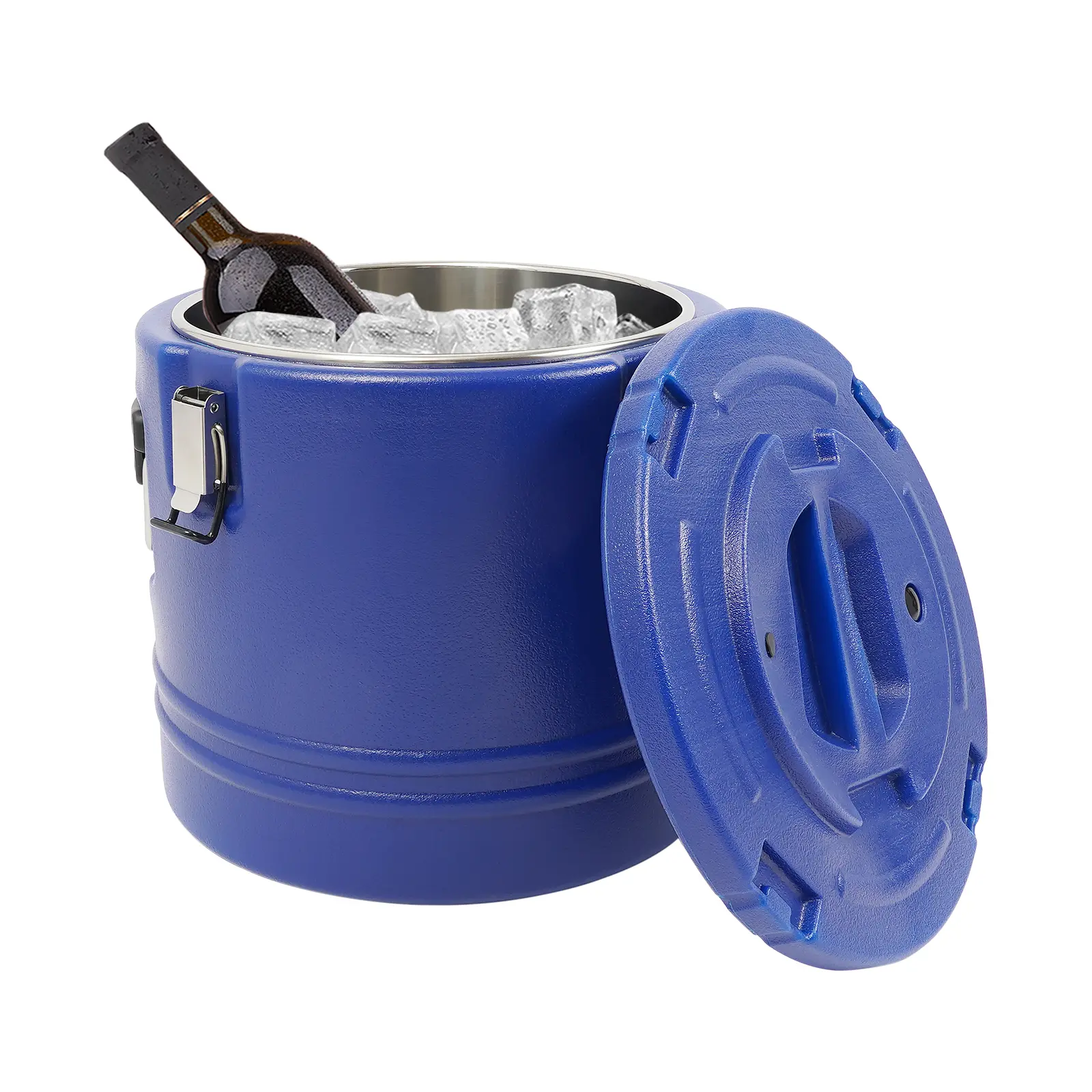 20L Round 201 Stainless Steel Portable Freestanding Insulated Kitchen Bucket - 100°C/212°F Max Heat Resistance, No Battery/Magnets, Ideal for Storing Beverages in Restaurants & Outdoor Use