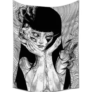 Canvas Anime Tomie Revenge Junji Ito Tapestry, Hanging Dorm Party Backdrop Decorations Home Decorations for Living Room Bedroom