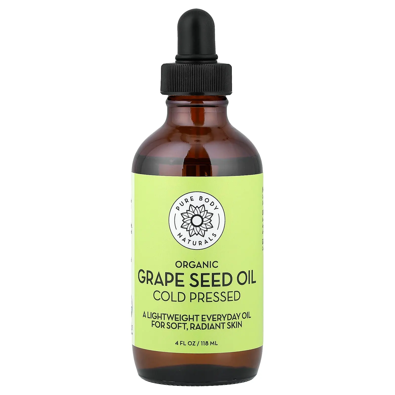 Pure Body Naturals Organic Grape Seed Oil, 4 fl oz (118 ml)