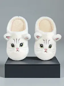 Cute Cat Slippers for Women, Comfortable Fuzzy Indoor Shoes, Cute House Slippers, Flat Slippers, Embroidered Cartoon Pattern, Non-Slip, Trendy Casual Slippers, Cute Soft Slippers, Perfect for Parties and Gifts