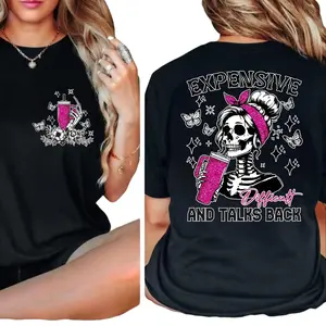 Women's Fitted, Breathable Cotton Short-Sleeve Graphic T-Shirt - Sassy Skeleton Designs for Everyday Sports & Outdoor Wear