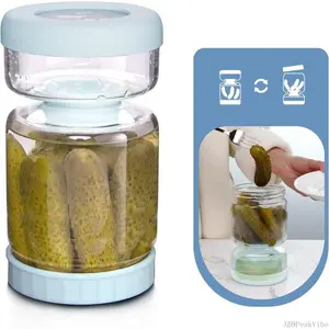 34oz Blue Borosilicate Glass Pickle Jar – Double Leak-Proof Design with Hourglass Flip for Easy Drainage, Veggies & Fruits, Kitchen Storage Gift for MomAB9PeakVibe