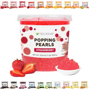 Tea Zone Popping Boba Pearls (6.8-7 lbs) - Perfect for Boba tea Beverages, Sweets, Ice Cream Toppings