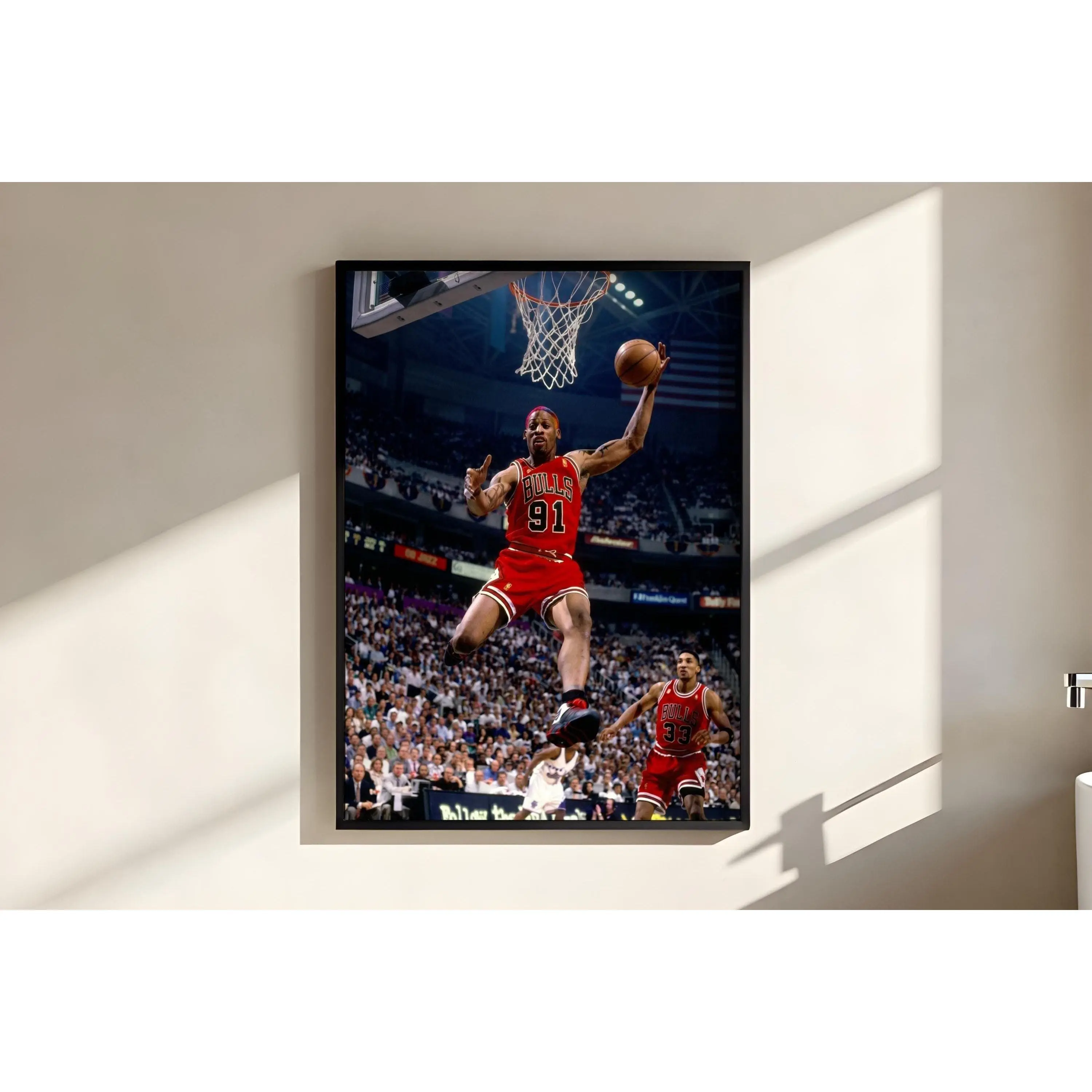 Dennis Rodman Poster – 90s Chicago Bulls Rebound Wall Art, Basketball Print