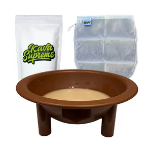 Traditional Kava Social Ceremony Kit - Kava Root Powder, Kava Strainer Bag, Tanoa - Kava Bowl