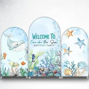 15-day Delivery Cute Whale Underwater Arch Backdrop Cover for Ocean Baby Shower