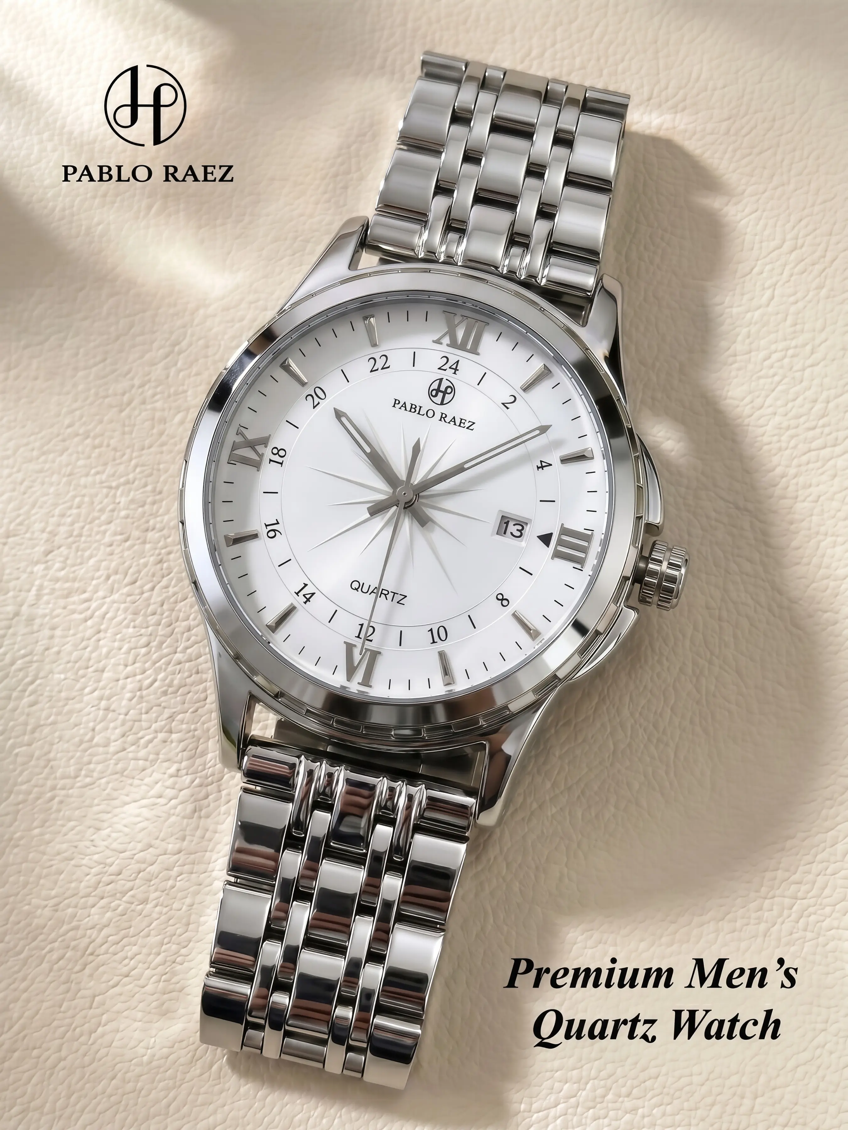 Men's Luxury IPS Silver Stainless Steel Watch, Waterproof 50m, Luminous Hands & Markers, Business Casual Quartz Dial Wristwatch Gift, Durable Watch, Stylish Watch, Business Fashion Watch, Analog Wristwatches, Analog Quartz Watch