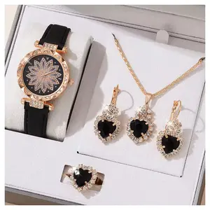 Crystal Bling Watch, Necklace, Earrings and Ring Set.