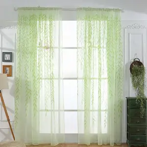 Elegant Leaf Print Sheer Curtain Panel, Perfect for Living Room & Bedroom Decor, Stylish Home Accessory to Elevate Your Interior Style