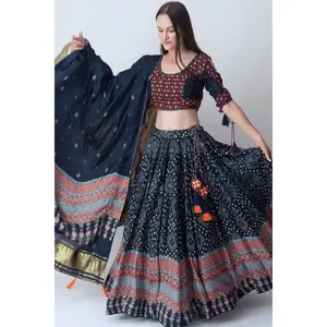 Isabella Bandhani & Arakh Print Lehenga Choli