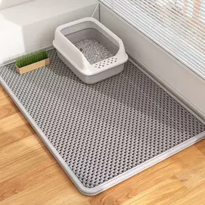 Extra Large Cat Litter Mat Anti-Tracking Cat Litter Box Anti-Splash Mat Double Layer Filter Sand Control Mat