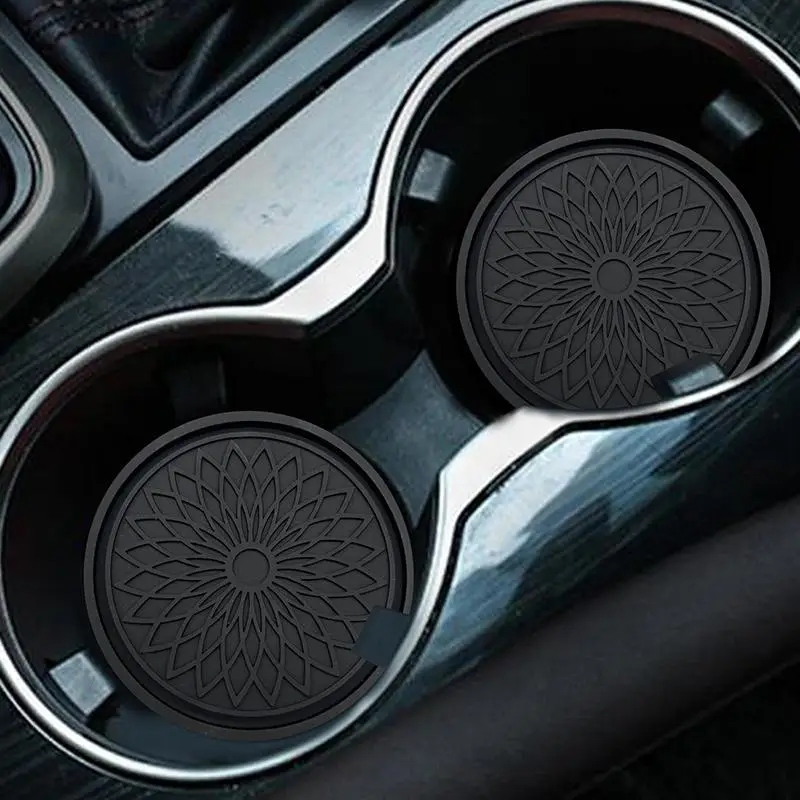 Car Flower Embossed Cup Holder Coasters, Anti-Slip Heat-Resistant Car Cup Holder Coaster, Stylish Car Interior Accessories