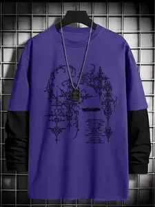 Gothic Style Loose Long Sleeve Round Neck T-Shirt, Fashion Street Casual Style, Comfortable Trendy Top Gift, Unisex Clothing