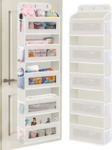 TAHAVICE No-Drill Over The Door Organizer 5 Shelves + 10 Mesh Pockets – Closet Hanging Storage for Nursery Baby Essentials, Dorm Room, Bathroom, Pantry, Toys & Beauty Supplies