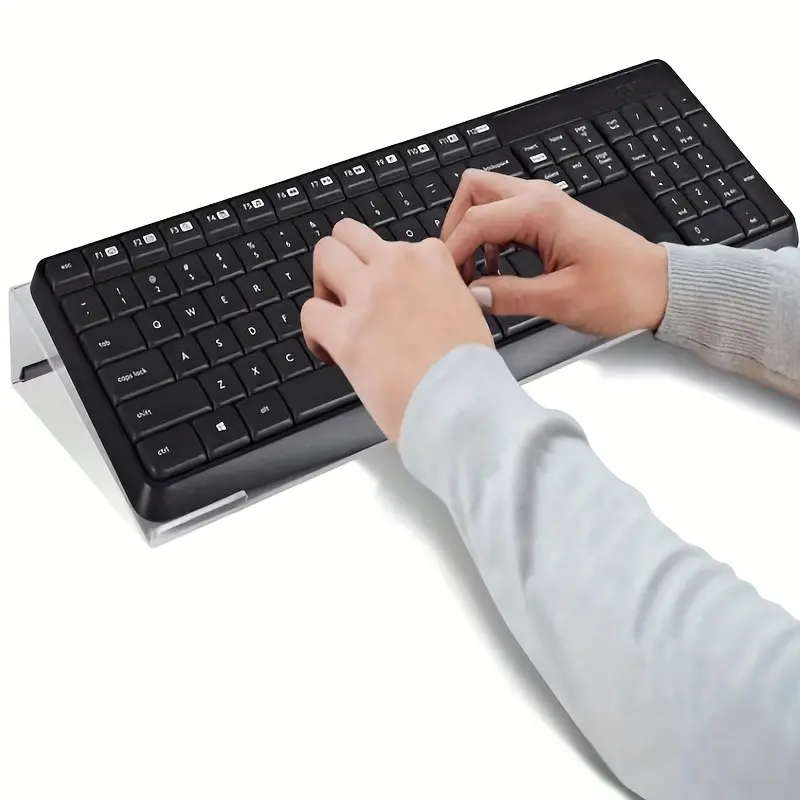 Clear Acrylic Tilted Computer Keyboard Holder for Easy Ergonomic Typing, Upgraded Version, Keyboard Stand  for Office Desk, Home, School, Clear,holiday gift,suitable for numeric keypads and Apple keyboards