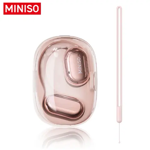 MINISO X39 Open Ear Cordless Headset - 20kHz Hi-Fi Sound, Bluetooth 5.4, Noise Cancellation, Mic, 300mAh Rechargeable Plastic Case, Cable Management, Hands-Free Calls, Waterproof, Mobile/PC/Laptop Multi-Device Compatibility